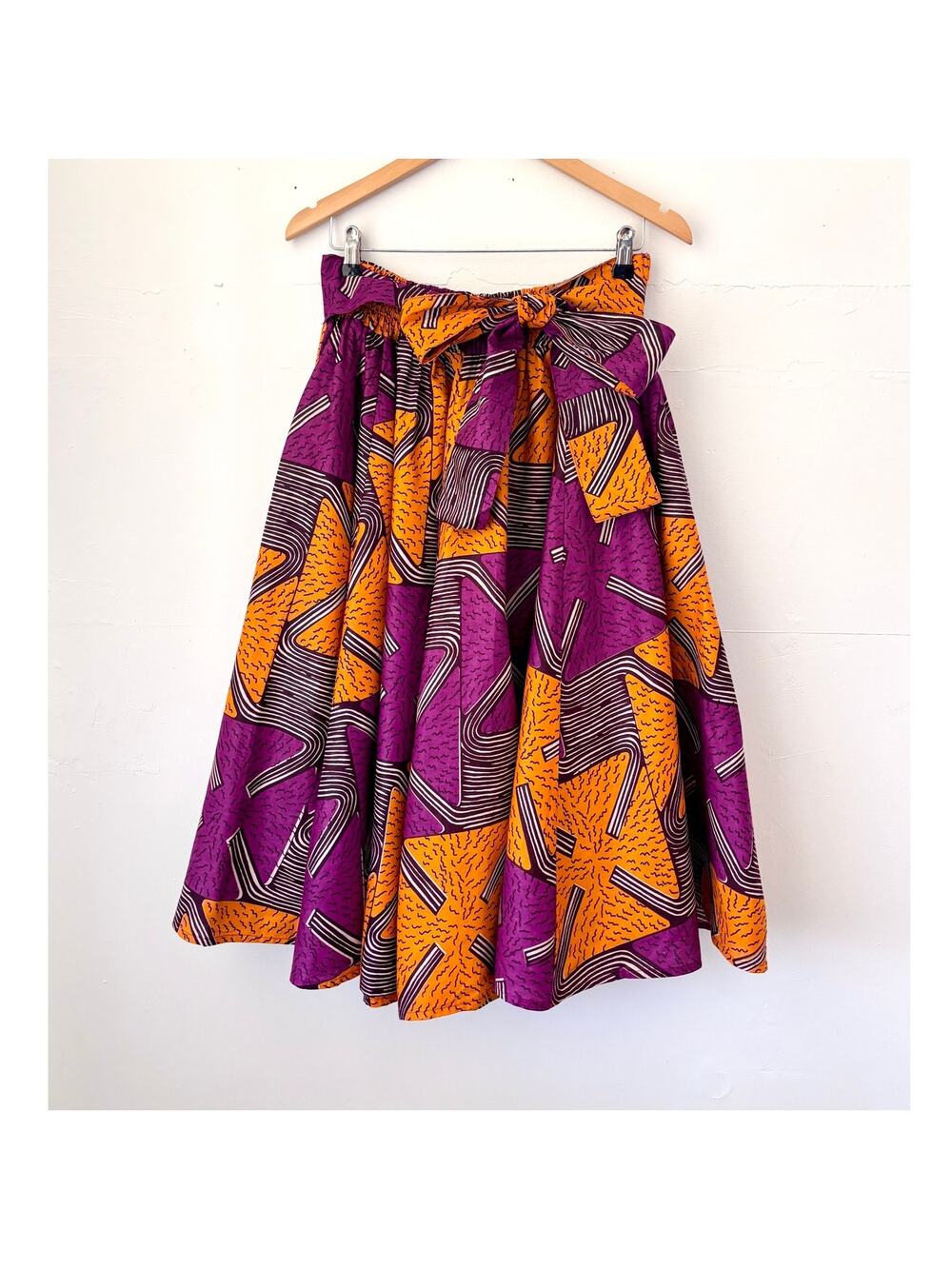 OOAK Colorful African Wax Print Midi Skirt Dopamine Dressing Maximalist One Size